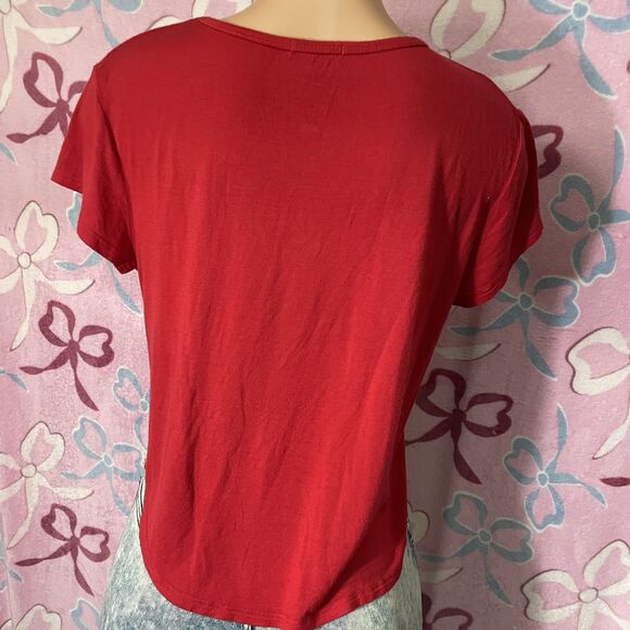 Juniors Game Day Distressed Midriff Crop MmMmMm Size Medium Short Sleeve Shirt - Picture 8 of 10